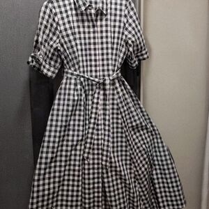 Calvin Klein Black and White Checkered Dress